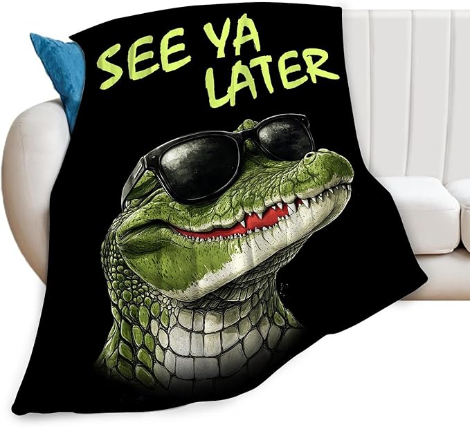 Crocodile Blanket Fleece Soft Warm Plush Funny Alligator Animal Throw Blankets Lightweight Plush Fuzzy Cozy Blanket Gifts for Kids Adults Suitable for Couch Sofa Bed 60"X50"