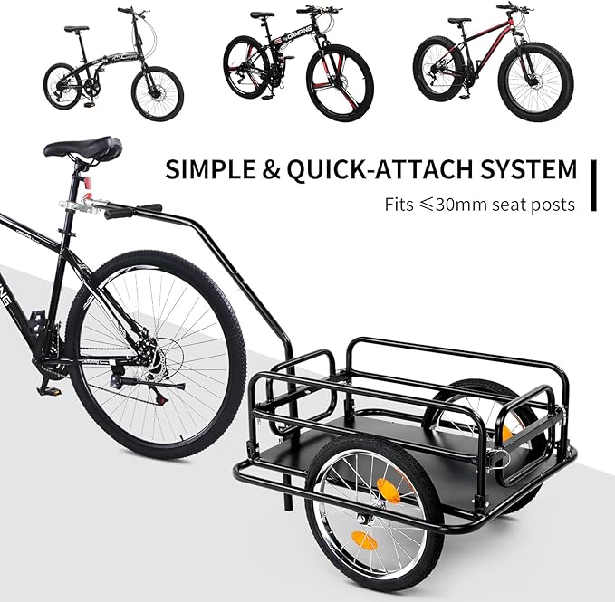 Ktaxon Foldable Bike Trailer, Bicycle Trailer with Unmatched Load Capacity, 16 Inch Pneumatic Tire, Universal Coupler, Foldable Frame and Safe Reflectors Design