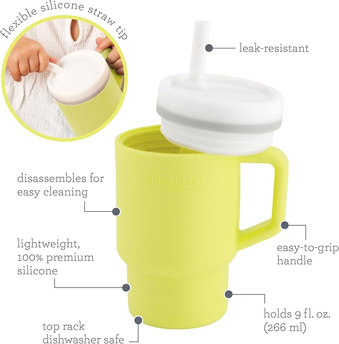 Infantino My 1st Tumbler, Silicone Sippy Cup with Straw & Handle, Spill-Resistant Baby Cup for On-the-Go, BPA-Free Transition Bottle