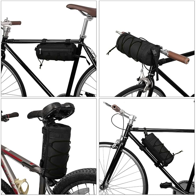 2.5L Bike Handlebar Bag, Waterproof Bicycle Accessories, Bike Frame Front Pouch with Zipper and Shoulder Strap