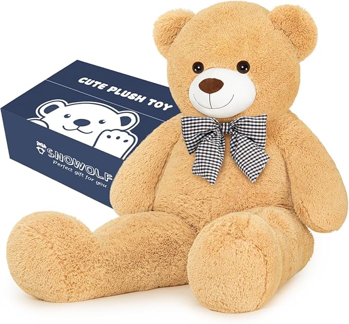 Giant Teddy Bear 47" Stuffed Animals Plush Toy, 4 Feet Cute Life Size Big Soft Bear for Boy Girl Birthday Valentine Mother's Day, 5 LBs, 120 CM, Light Brown