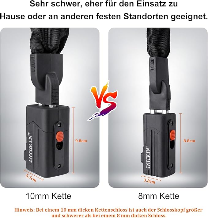 Bike Chain Lock 3FT/4FT/5FT Heavy Duty Bike Lock Anti-Theft Bicycle Chain Lock 8mm/10mm Thicker Bicycle Lock Chain Bike Lock with 3 Keys for Bike, Motorcycle