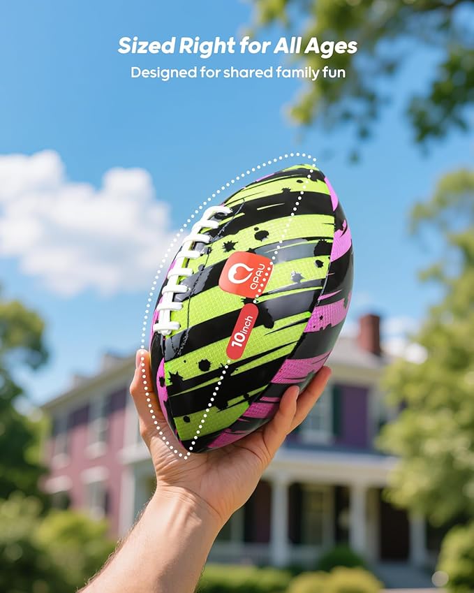 QPAU Water Football – Waterproof Pool Football for Teens & Adults, Easy Grip Double Laces, 10 Inches, Durable Beach & Pool Toy for Summer Outdoor Games & Family Fun