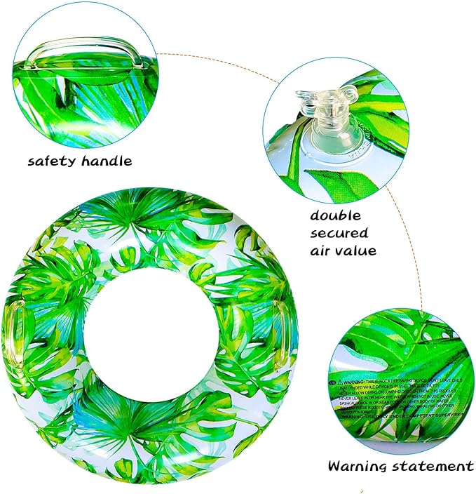 Pool Floats for Adults, Swimming Beach Tube, Adult Swim Ring, Adult Pool Float with Two Handles,Leaf Swim Ring