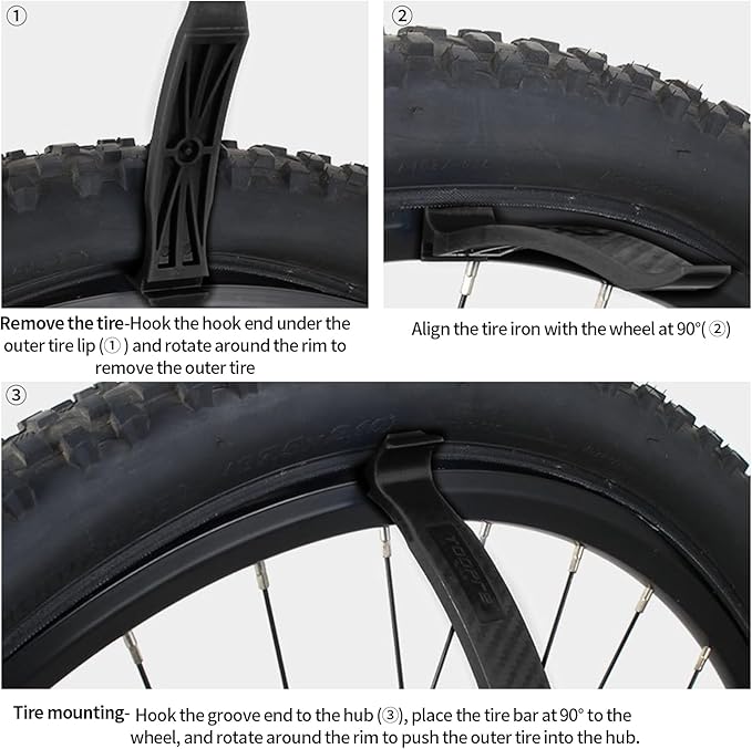 Professional Bike Tire Levers - High-Strength PC Material, Non-Slip Ergonomic Design, Rim Protector for Road/Mountain Bikes(Black)