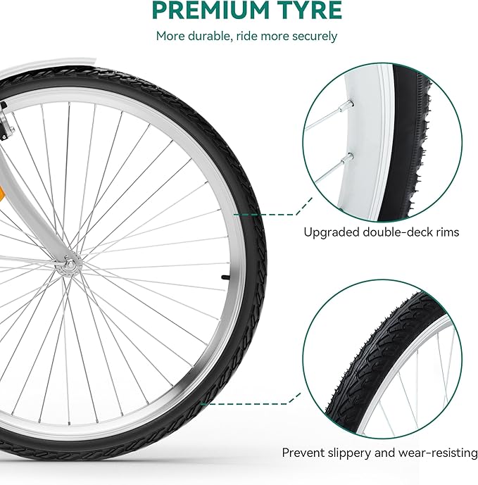 YITAHOME Beach Cruiser Bike for Women, 24 & 26 inch Commute Bike for Adults, 1 & 7 Speed Womens Bicycle with Basket Adjustable Seat, Multiple Color