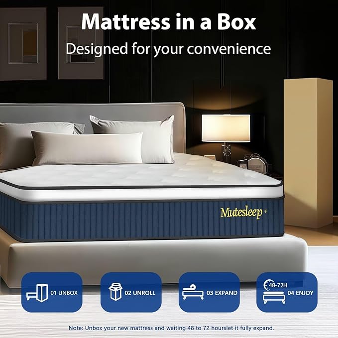 12 Inch Full Hybrid Mattress, Medium Firm with Memory Foam and Zoned Pocket Springs for Enhanced Lumbar Support and Pressure Relief