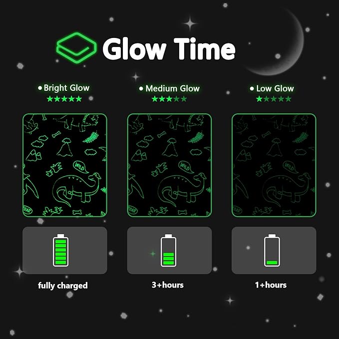 QSTEHEML Dinosaur Glow in The Dark Blanket,Dinosaur Gifts for Boys Age 3 4 5 6 7 8 9 10 11 12 Year Old, Soft Throw Blanket for Kids - Christmas Birthday Bedroom Decor 50"×60"