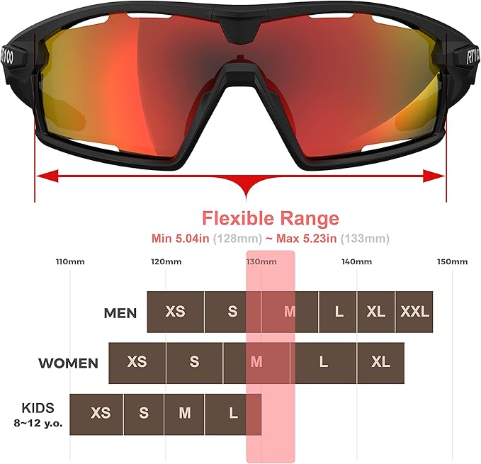 RIDE YOUR WAY Professional wrap around Frameless Cycling Sunglasses for Men and Women