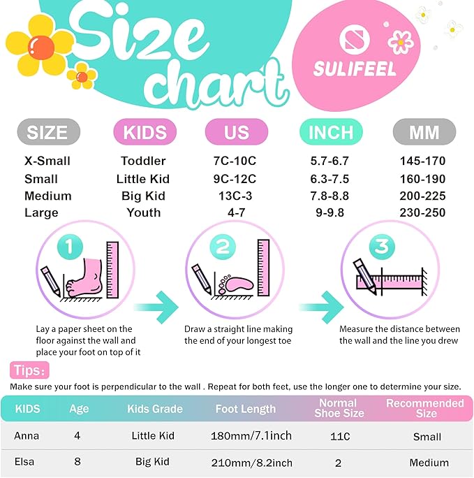 SULIFEEL Rainbow Unicorn 4 Size Adjustable Light up Roller Skates for Girls Boys for Kids