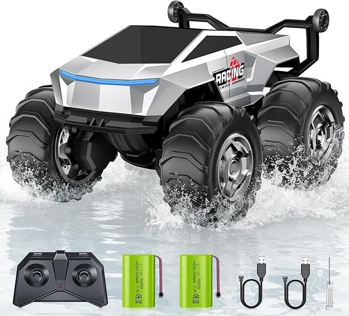 1:16 RC Truck Remote Control Car, 4WD Waterproof Amphibious RC Car All Terrain Pickup,TIME4DEALS 2.4GHz Remote Monster Truck with 360° Rotating Standing Stunt Toy Truck for Kids Boys 6 7 8 9 10 11 12+