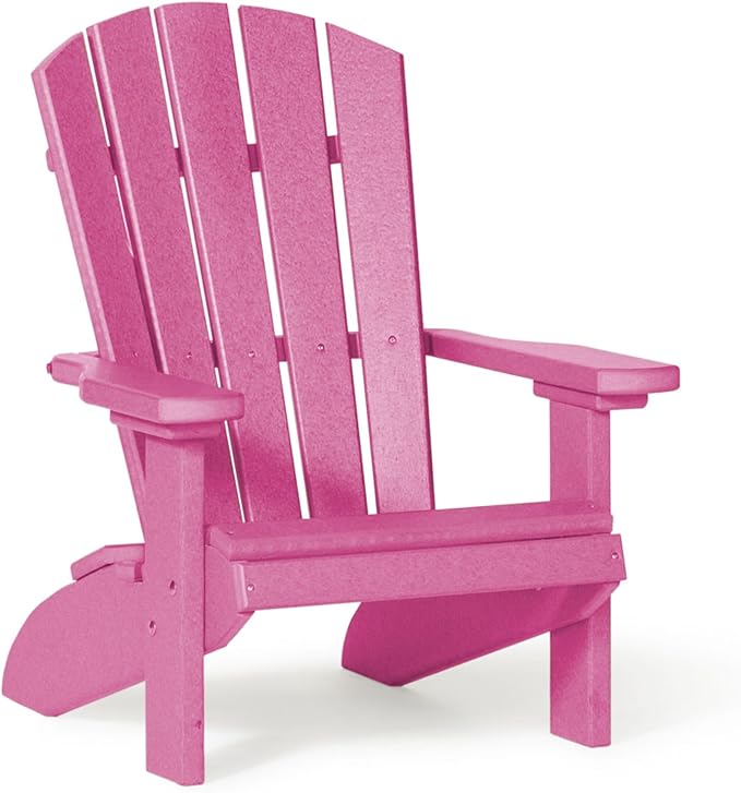 DutchCrafters Poly Kids Adirondack Chair, Outdoor Chair for Kids Ages 3–8, Durable Child-Sized Patio Seating for Camping and Backyard Play - Amish Made in USA (Pink)