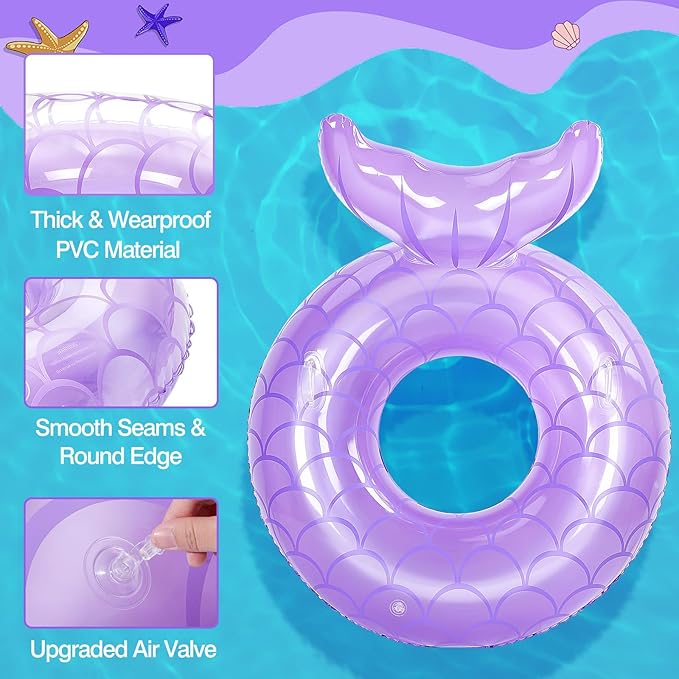 MoKo Inflatable Swimming Ring, Cute Pool Float Tube Decorations Swim Tubes Outdoor Pool Beach Water Floats Party Supplies Floaties