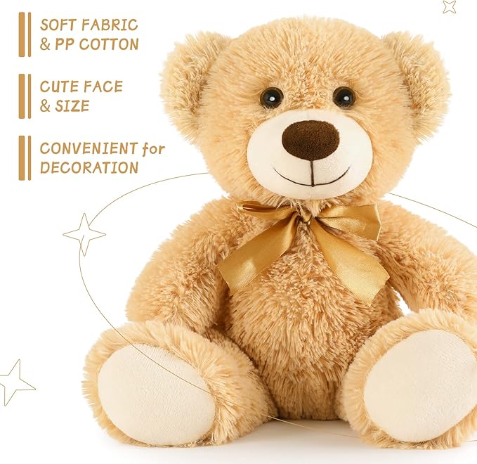 MaoGoLan Bulk Teddy Bears, 9 Packs Bulk Stuffed Animals, Small 13.8 Inch Plush Teddy Bear Toys Gift for Boys Girls Birthday Party (White/Brown/Dark Brown)