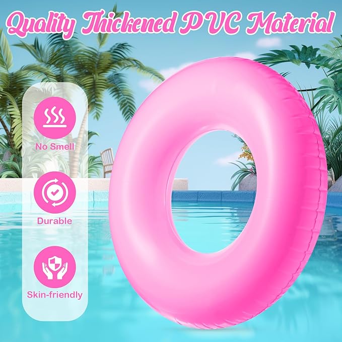 8 Pcs Large Inflatable Pool Float 36 Inches Swimming Ring Pool Floats Adult Inflatable Tube for Summer Vacation Beach River Bachelorette Wedding Party Supplies