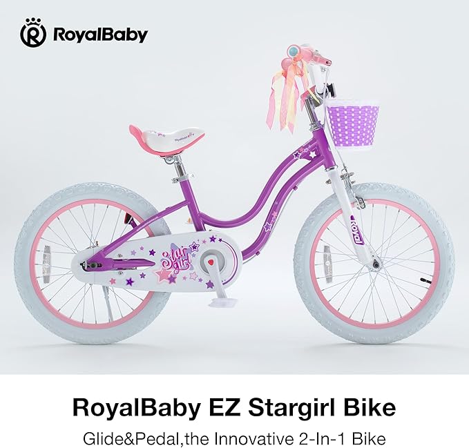 RoyalBaby Girls Bike Classic & EZ Kids Bike, Balance and Pedal Bicycle, 12 14 16 18 20 Inch Toddlers to Big Kids 3-10 Years