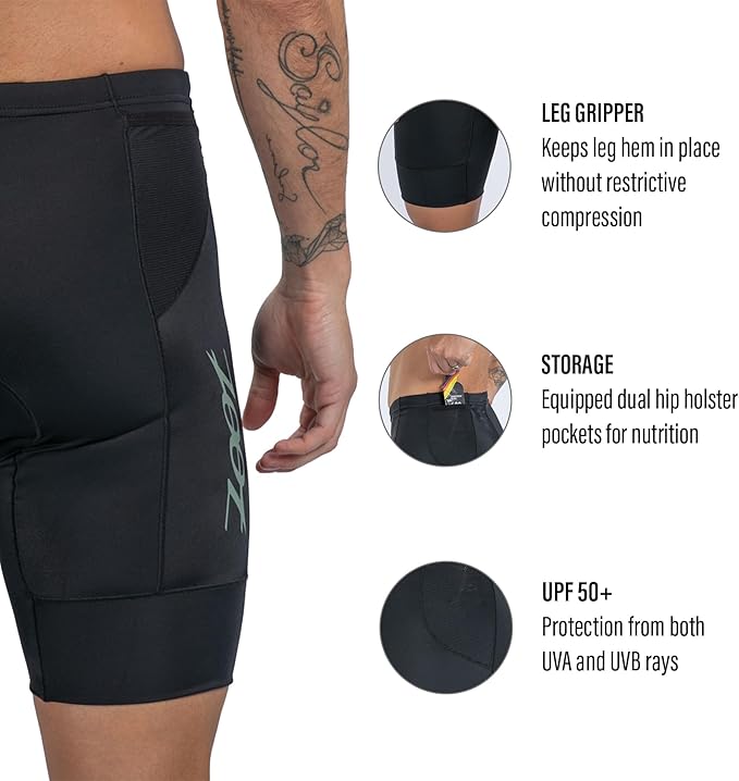 Zoot Men’s Core 7-Inch Tri Shorts, Quick Dry Performance Triathlon Shorts with Cycling Chamois Pad, Pockets & UPF 50+ Fabric