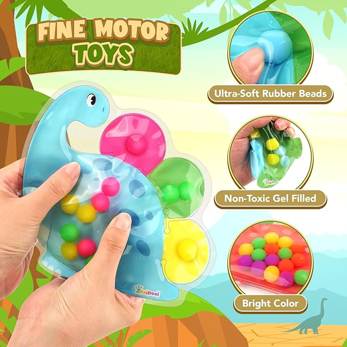 ZaxiDeel Dinosaur Sensory Toys for Toddler Kids : Easter Basket Stuffers Gift Quiet Fidget for Classroom, Montessori Preschool Learning Activities Calm Down Travel Toys for Kids Ages 3 4 5
