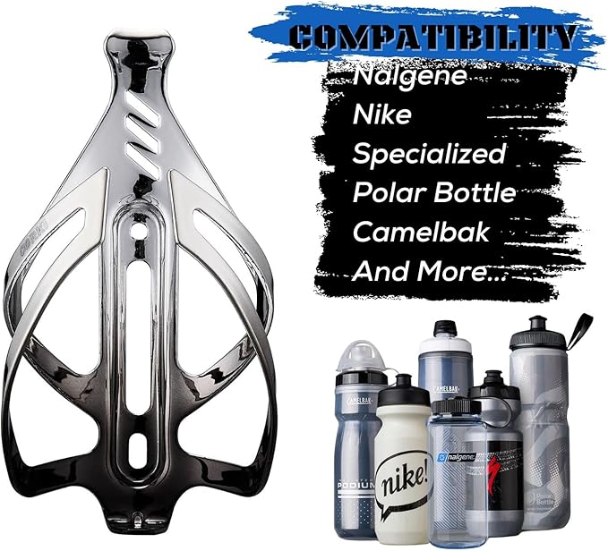 Corki Cycles Bike Water Bottle Holder Aluminum Alloy, Universal Bike Water Bottle Cage for Road, Mountain and Gravel Bikes - 2 Pack - Black&Silver