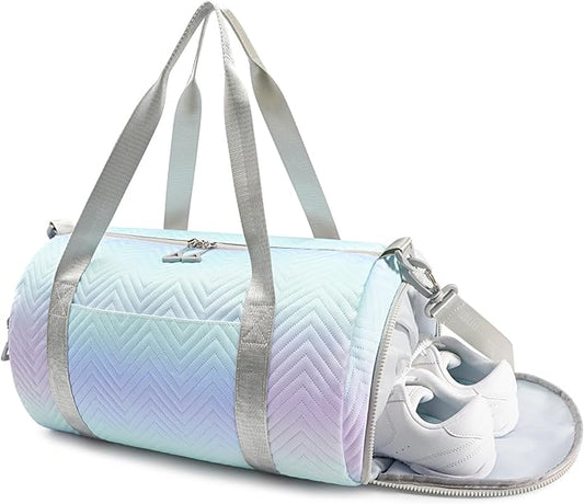 STELLE Girls Dance Bag Gift for Kids Gym Sports Duffle Bags with Shoe Compartment Weekender Travel Luggage Waterproof Ballet Gymnastics Cheer(LM2,F)