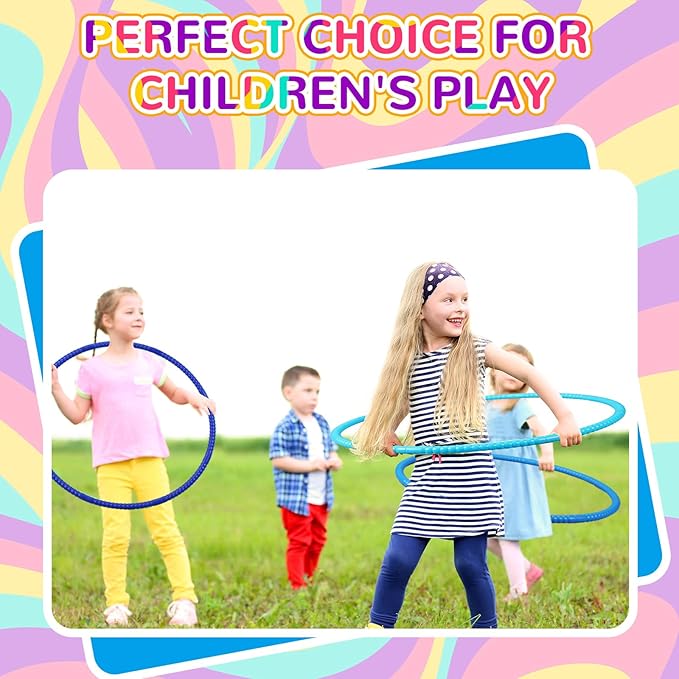 Libima 16 Pcs Toy Color Hoop for Kids, Detachable Adjustable Light Weight Plastic Colored Hoops Toy Circles for Party Games, Dance, Dog Agility