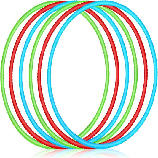 Sratte 12 Pcs Toy Hoop for Kid Detachable Adjustable Toy Hoop Colored Exercise Ring Plastic Circle for Kid Teen Gymnastics Equipment Require Self Assembly(28 Inch,Red,Blue,Green)