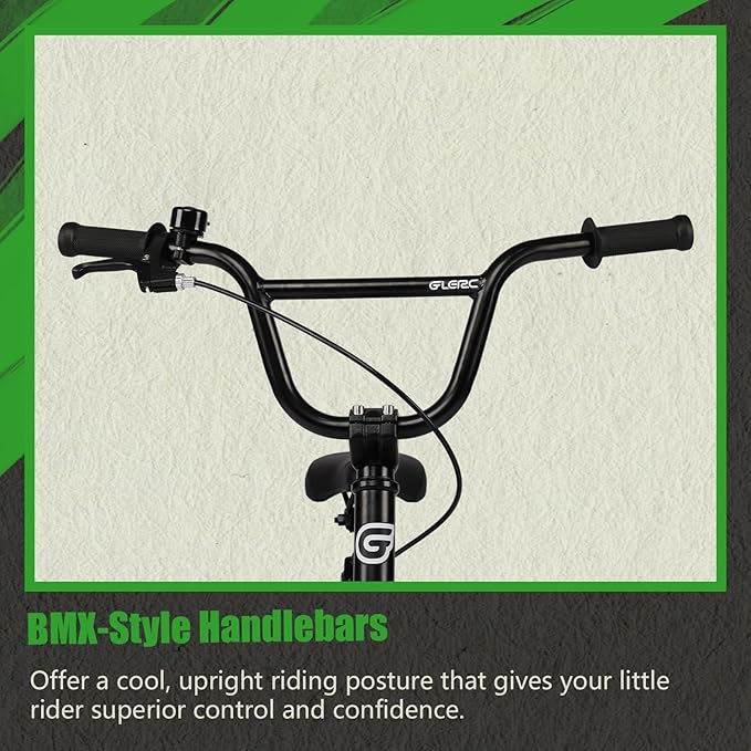 Glerc Kids Bike for Ages 1-8 Years Old, 12-16 Inch BMX Style Kids Bicycle with Training Wheels, Boys Bike for Children and Toddler, Multiple Colors