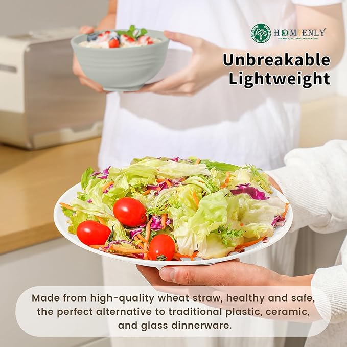 Homienly 24 PCS Wheat Straw Dinnerware Set for 6, Dinner Plates,Dessert Plates,Cereal Bowls,Drinking Cups,Unbreakable Dishwasher and Microwave Safe Dish Sets for Kitchen,Outdoor - Island Series