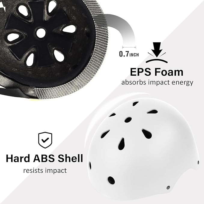 Skateboard Bike Helmet, Lightweight Adjustable, Multi-Sport for Bicycle Skate Scooter, 3 Sizes for Adult Youth & Kids