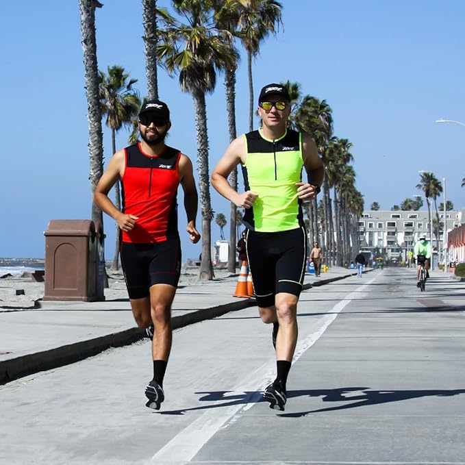 Zoot Men’s Core Tri Tank, Performance Triathlon Race Tank Top, UPF 50+ Fabric, Rear Pockets, Mesh Panels, & Cam Lock Zipper