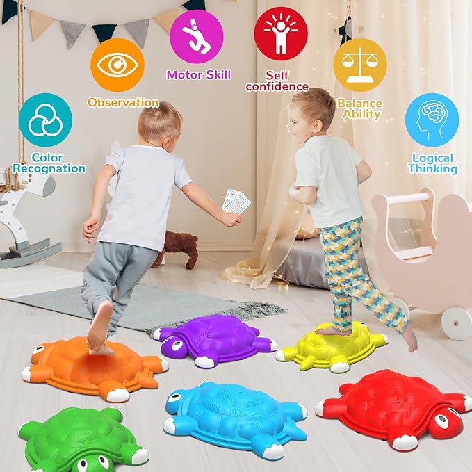 ABERLLS Stepping Stones for Kids 3 4 5 6 7 Year Old, Toddlers Turtle Balance Climbing Toys, Outdoor Indoor Sensory Play, Obstacle Course Coordination Game