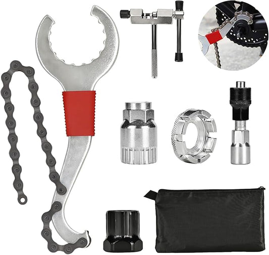 Bike Tool Kit, Professional Bike Repair Tools for Mountain Bike with 3-in-1 Cassette Remover Wrench Crank Puller Extractor Bottom Bracket Freewheel Remover Chain Breaker