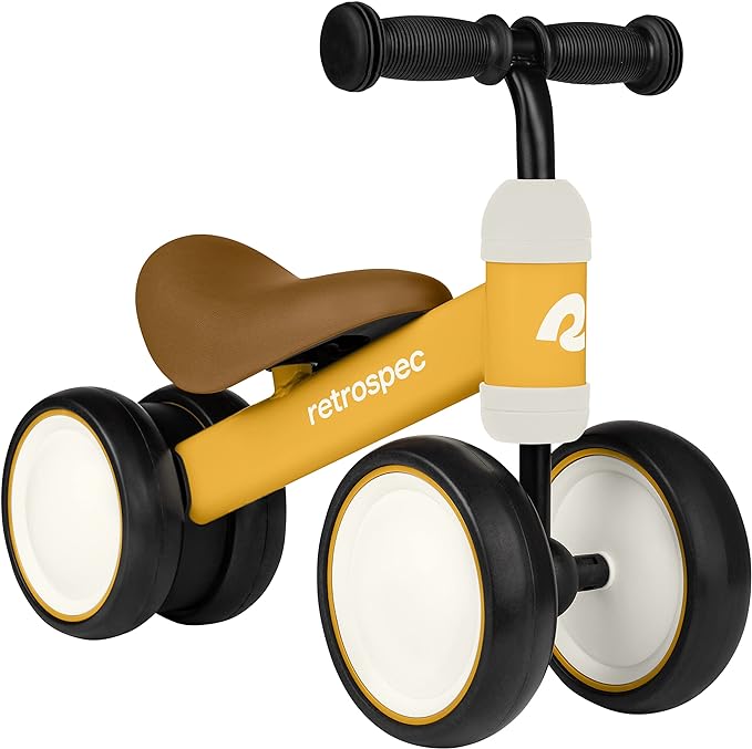 Retrospec Cricket Baby Walker Balance Bike with 4 Wheels for Ages 12-24 Months - Toddler Bicycle Toy for 1 Year Old’s - Ride On Toys for Boys and Girls - One Size (Sunflower)