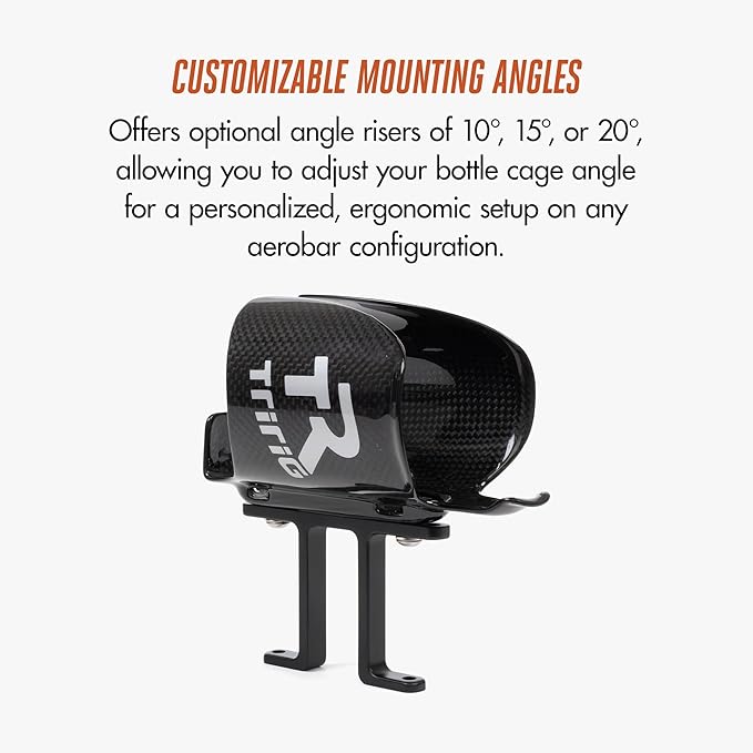 TRIRIG - BTA Bottle Mount Riser - Bike Water Bottle Cage Holder for Aerobar, Road and MTB Bikes - Adjustable Angle, T6-6061 Alloy, Handlebar Mount - Elevated Hydration System Accessories for Cycling