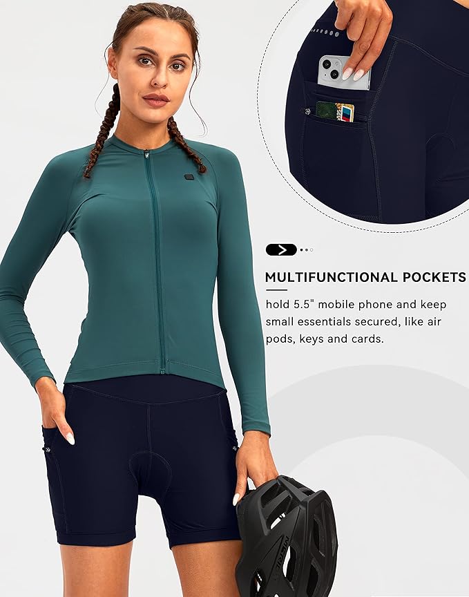 Women's 4D Padded Bike Shorts 5"/7" Riding Underwear Cycling Bicycle Road Biking Cycle Shorts for Women Zipper Pockets