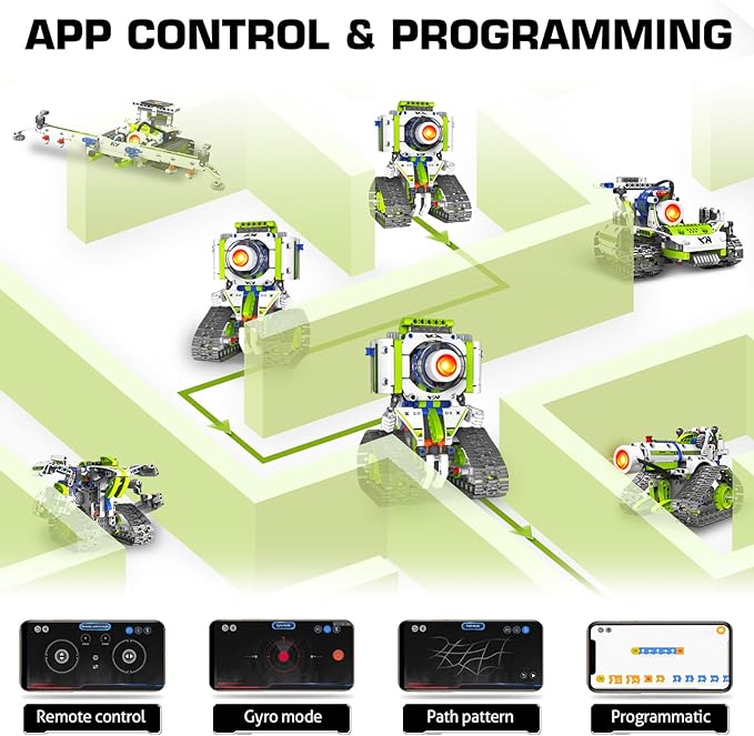 STEM Robot Building Kit Toys for Kids Ages 8-12,2025 New 5 In1 STEM Toys Robotics Set for Boys Girls,337 Pcs Blocks App & Remote Control Robot Building Set, Science Kit for Kids 8-12