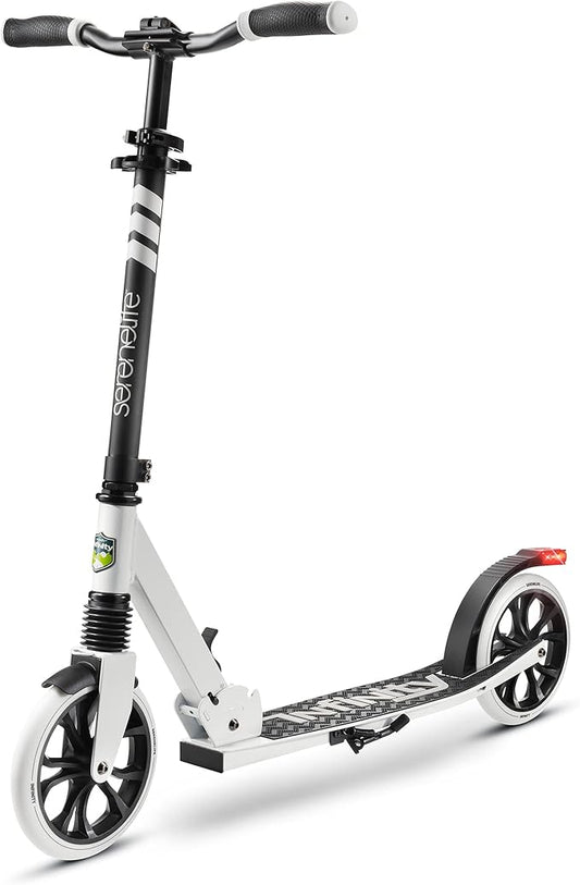 SereneLife Kick Scooter Adult Teenagers Kids- 2 Wheel Kids Scooter with Adjustable T-Bar Handlebar - Alloy Anti-Slip Deck - Portable Folding Scooters for Kids with Carrying Strap