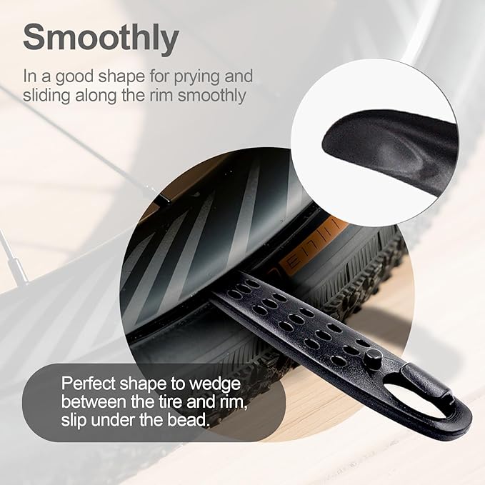 Ultra Strong Bicycle Tyre Levers, 2 Sets Compact Bike Tire Repair Kit, Sturdy Plastic Bike Tire Spoons Set, Reliable Cycling Changing Tools, Quick Repair Pry Bar Lever Kits, Red, Black