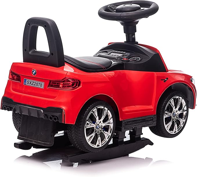 Best Ride On Cars BMW 4 in 1 Battery Powered Push Car, Red, Large