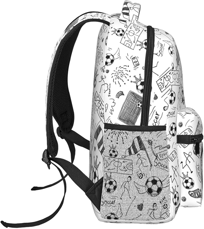 Soccer Backpack 16 Inch Football School Backpacks 3D Print Lightweight Ball Bookbag Casual Sport Daypack Travel Bag for Kids Girls Boys Men Gifts