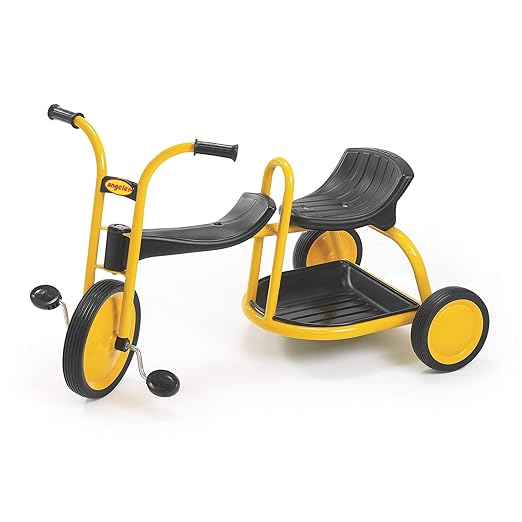 MYRIDER Toddler Trike, Kids Tricycle for Preschool, Daycare, Playground Kids Tricycles, Rubber Tires, Yellow/Black, 12" Tandem