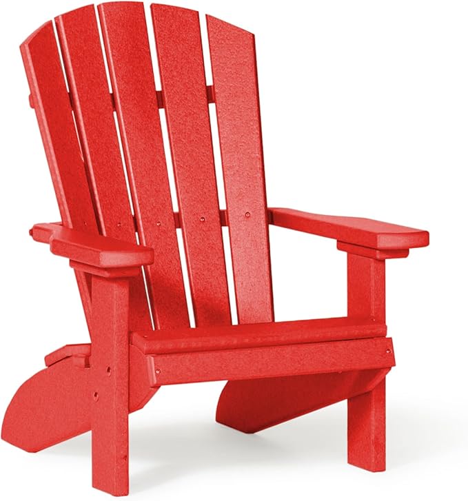 DutchCrafters Poly Kids Adirondack Chair, Outdoor Chair for Kids Ages 3–8, Durable Child-Sized Patio Seating for Camping and Backyard Play - Amish Made in USA (Red)