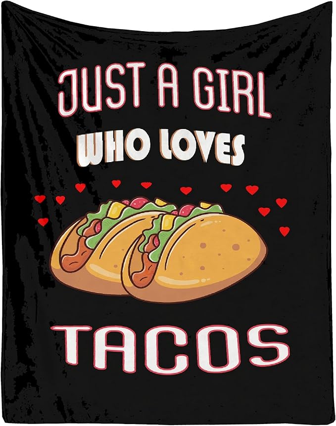 Just Girl Who Loves Tacos Blanket Soft Blankets and Throws Flannel Cozy Lightweight Quilt Gift Perfect for Bed Sofa Couch-40 x30 Extra Small for Pets