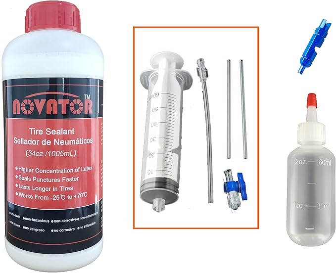 NOVATOR Endurance Bike Tire Sealant for Tubeless, Tubulars, Tubes, Seals Faster, Lasts Longer, Micro-Fiber for MTB, Road, Gravel Bicycle Tires
