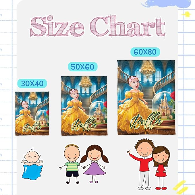 Zocoshi Personalized Baby Blankets for Girl Princess and Beast, Personalized Baby Gifts with Name, Customized Baby Blanket, Newborn Boy Gift, Soft Fleece (Princess and Beast)