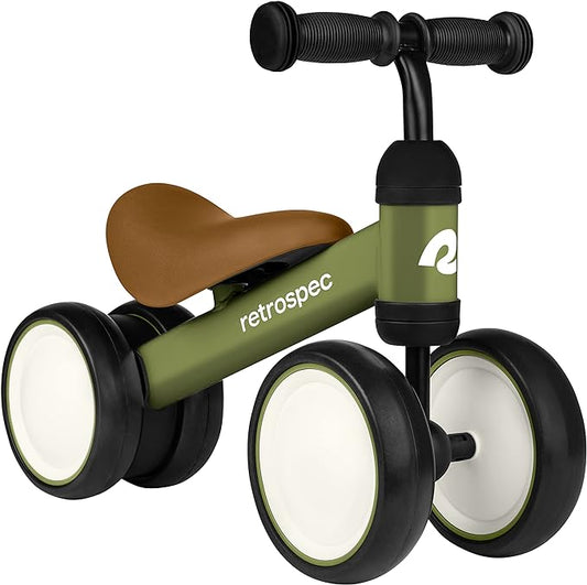 Retrospec Cricket Baby Walker Balance Bike with 4 Wheels for Ages 12-24 Months - Baby Toys & Toddler Toys for 1 Year Olds - Ride On Bicycle - Boys & Girls