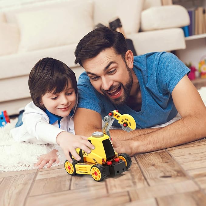 MOBIUS Toys 7-in-1 Take-Apart Truck Construction Set – STEM Building Toy w/Drill, Lights & Sounds – Buildable Dump Truck, Excavator & More – Educational Engineering Playset for Kids Ages 3–8