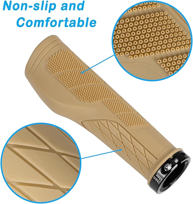SOLODRIVE Ergonomic Design Mountain Bike Grips, Comfortable Bicycle Handlebar Grips, Single Lock-on and Non-Slip MTB Handle, Fit MTB, E-Bike, Hybrid, Scooter