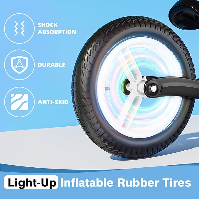 Ridego 12 Inch Balance Bike for Kids 2-4 Year Old,Lightweight Kids Bike with Adjustable Seat, Push Bicycle with Air Rubber Tires，Ride-on Toys Birthday Gift