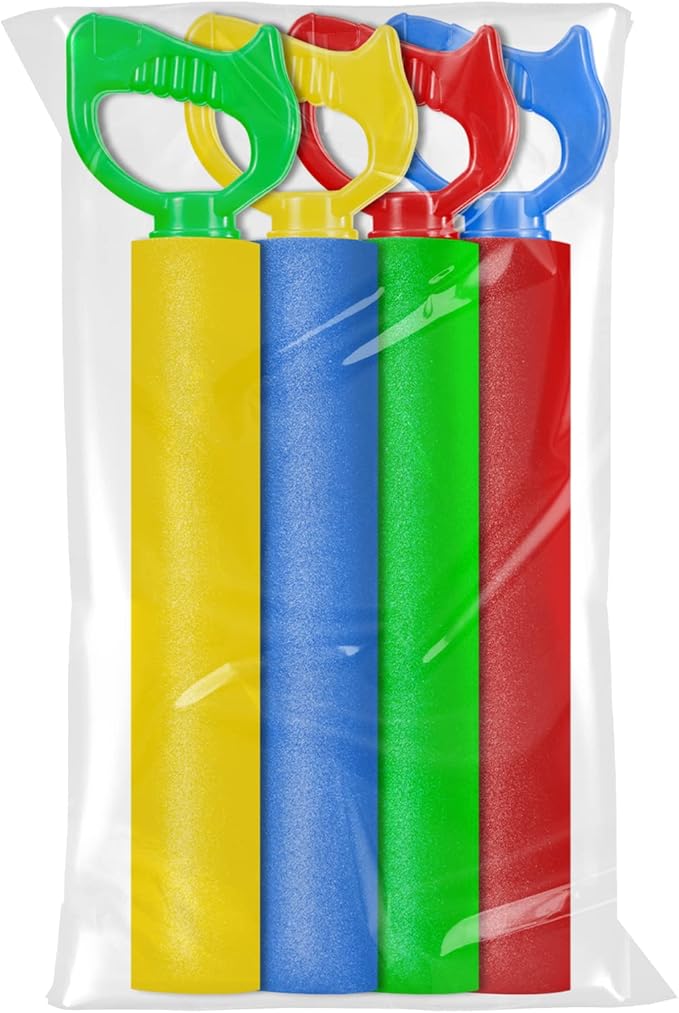 4-Pack Water Blaster Soaker Guns Set,15'' Water Guns with Plastic Handle Outdoor Swimming Pool Beach Summer Fun Party Games